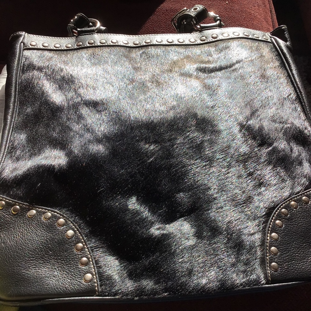 Aqua Madonna fur front purse